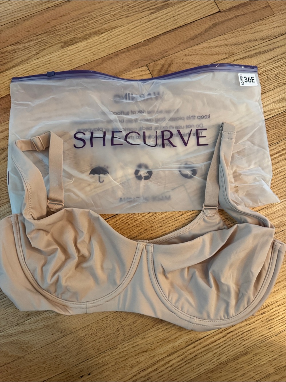 SheCurve Supportive Full Coverage Beige Underwire Bra - 36E
